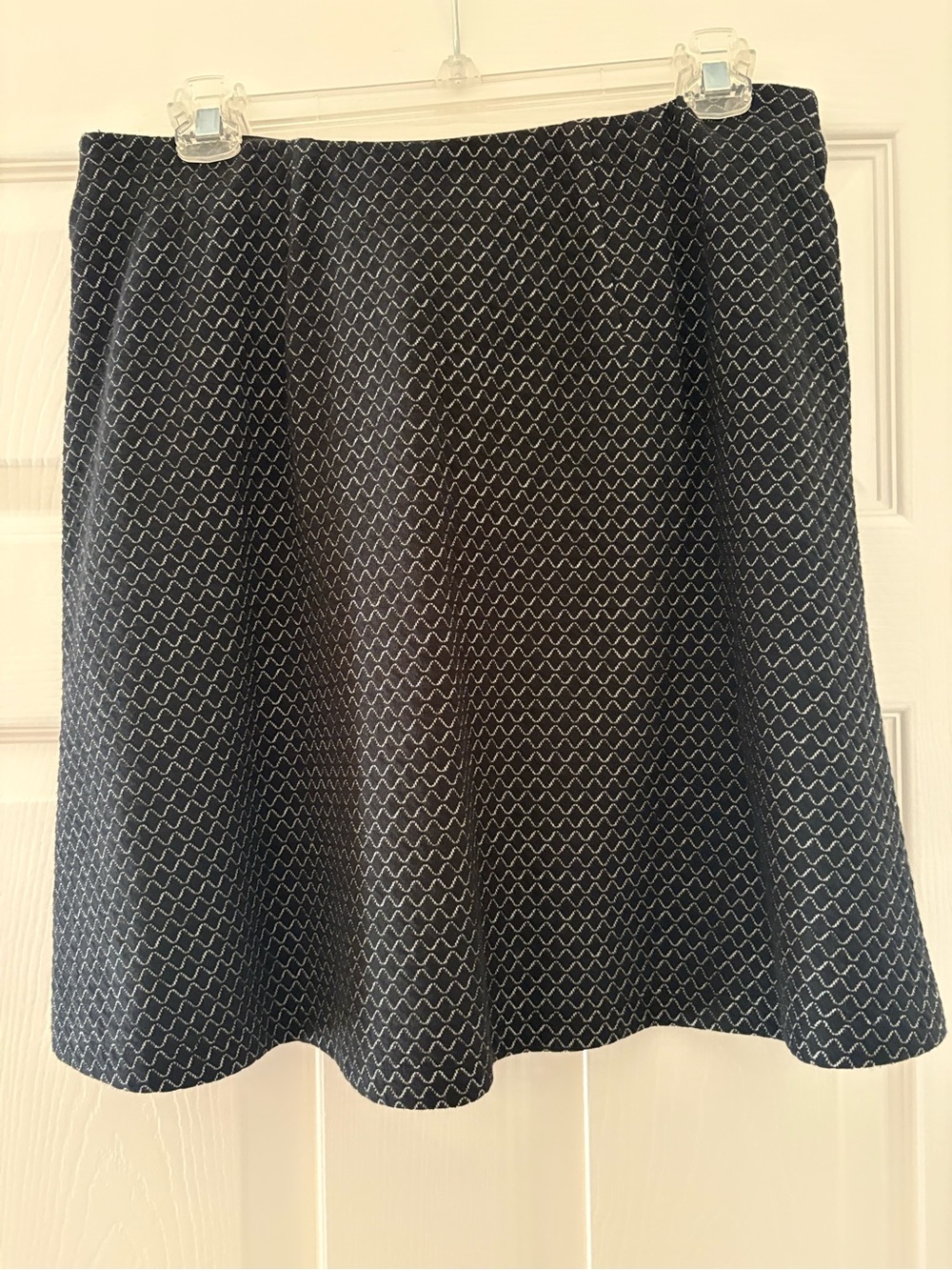 LOFT Black A-Line Skirt with White Wave Pattern